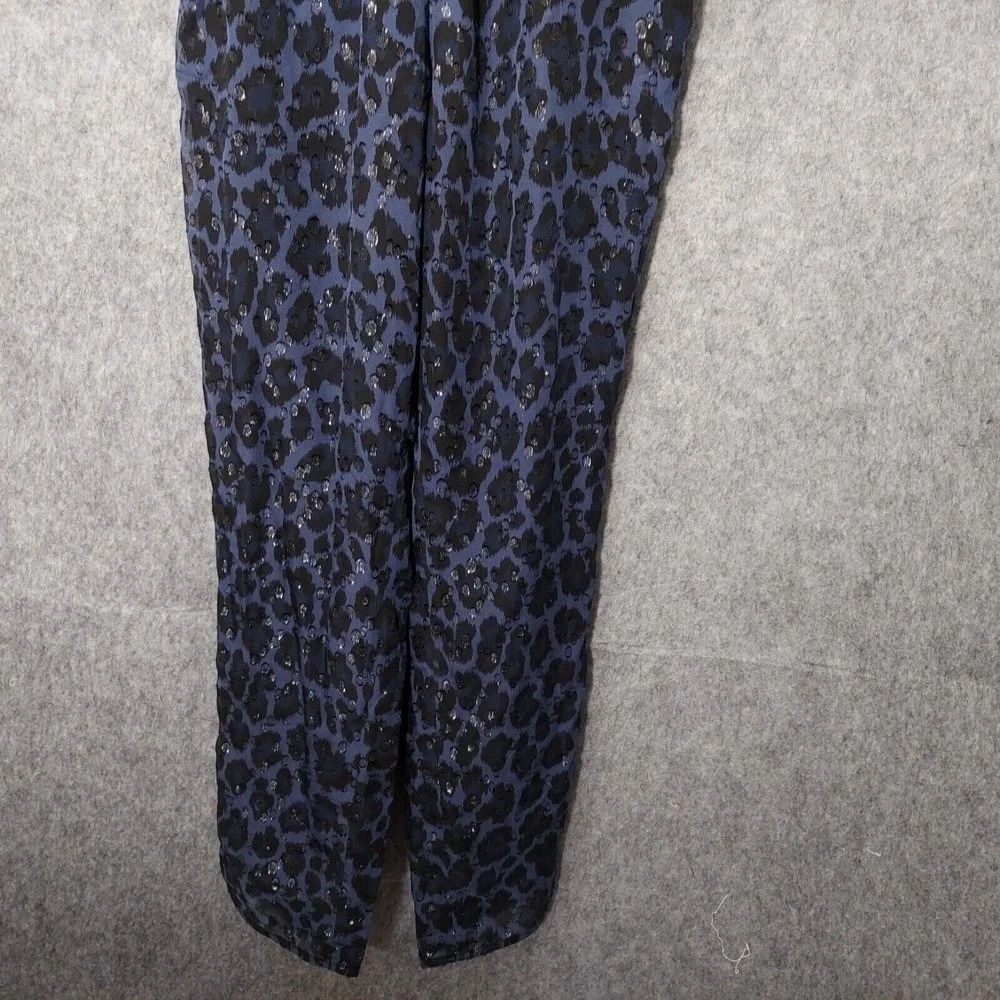 Kate Spade Jumpsuit Women 0 Navy‎ Silk Leopard Swiss Dot Metallic Retro Party